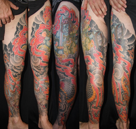 tattoos/ - Japanese Dragon Leg Sleeve Tattoo - 61630